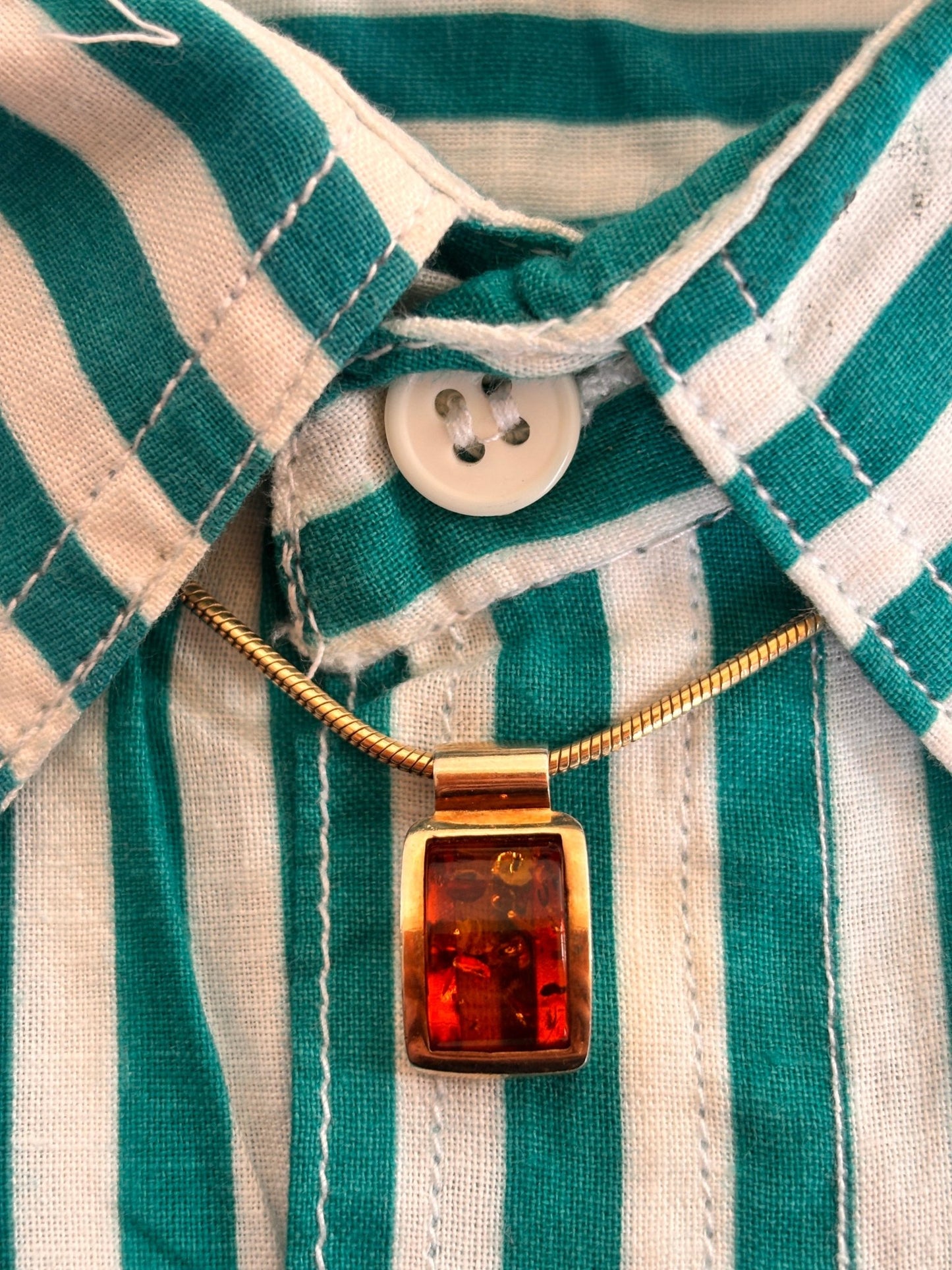 Square Baltic Amber Pendant Sterling Silver 925 Necklace - I'd Wear That