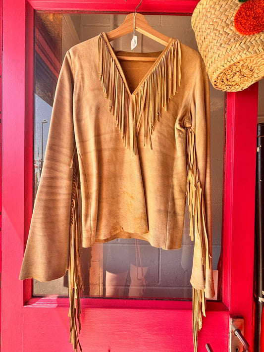 Vintage 1970s Handmade Fringed Chamois Leather Top - I'd Wear That