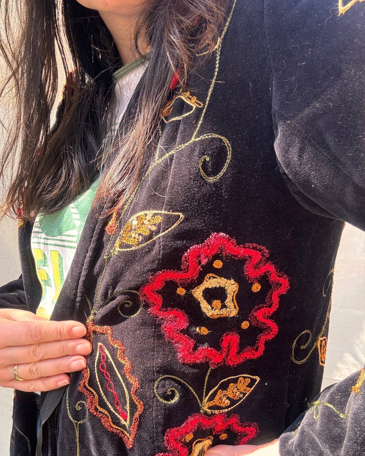 Vintage Black Velvet Embroidered Coat - I'd Wear That