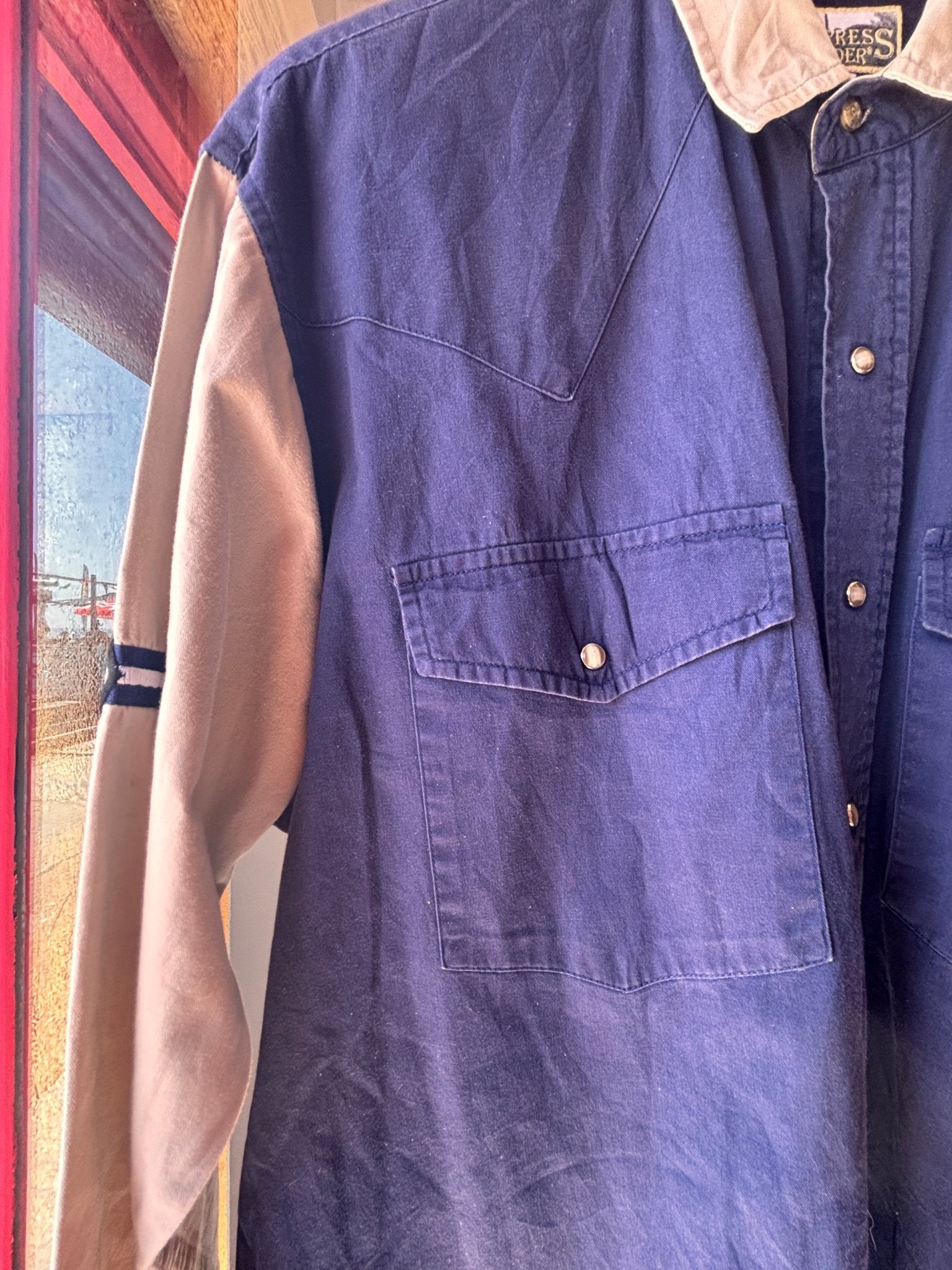 Vintage Express Rider Western Denim Shirt | Colour Block Snap Fastening - I'd Wear That