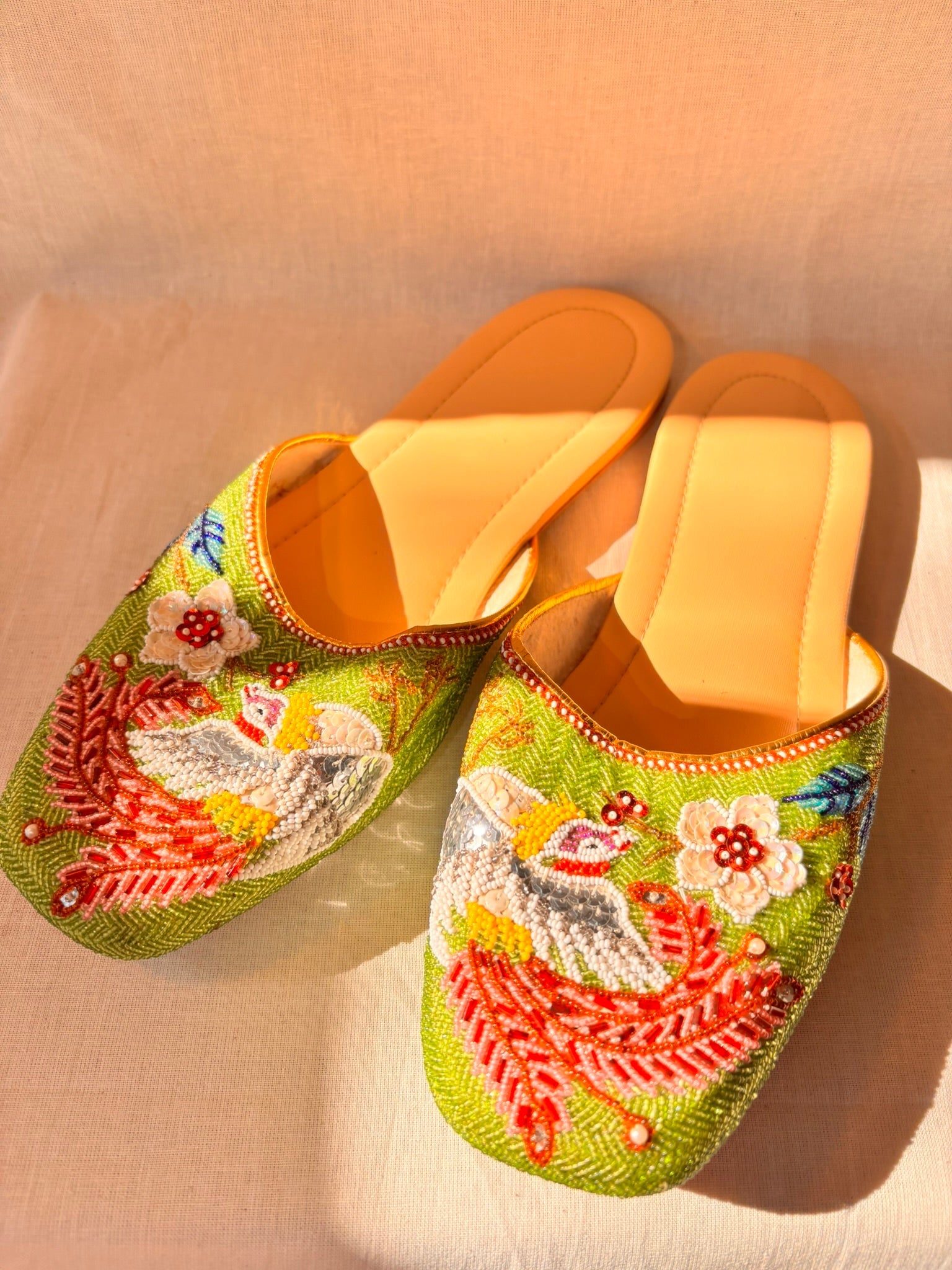 Vintage Green Beaded Chinese Slippers | Never Worn - I'd Wear That