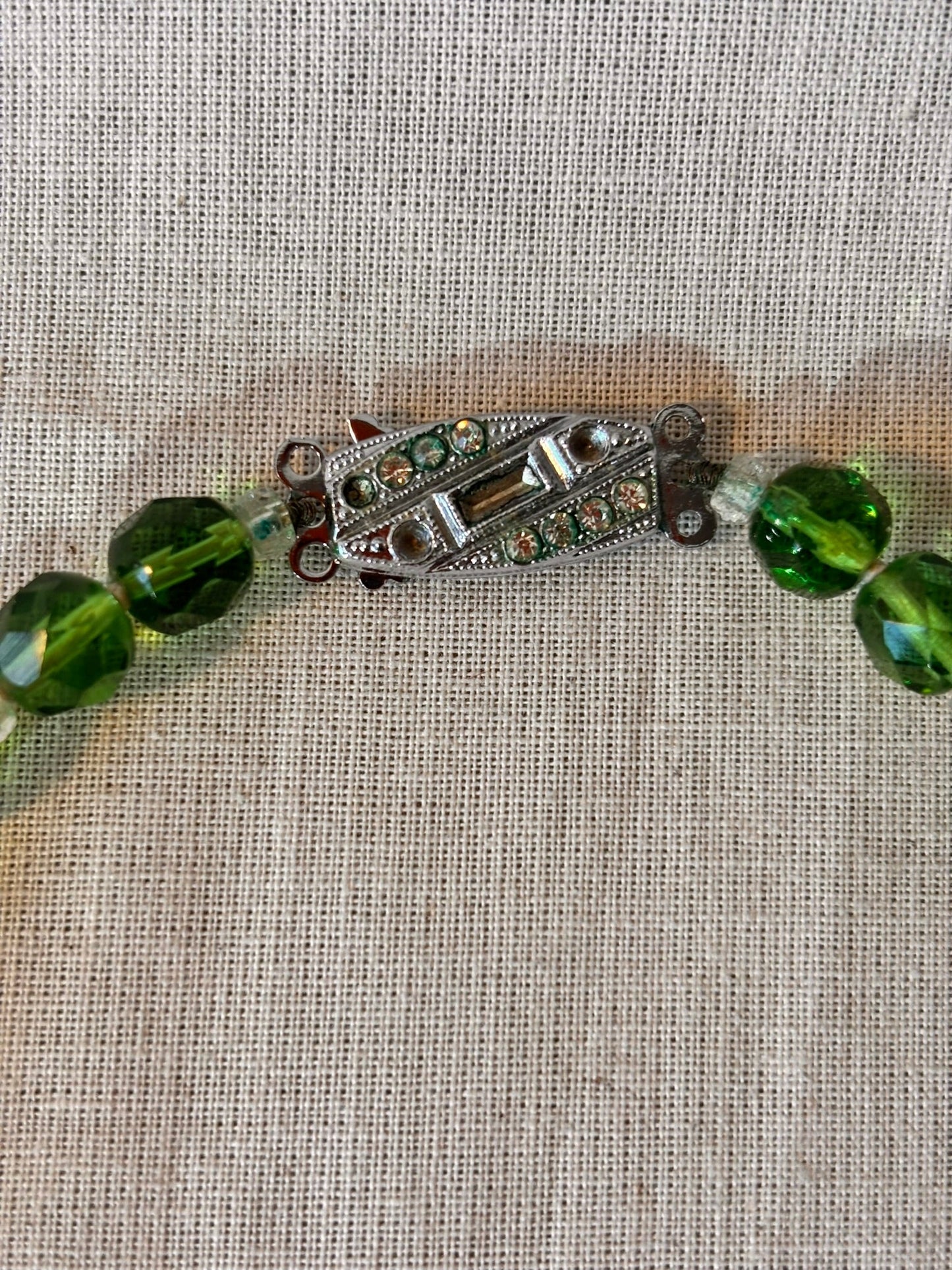 Vintage Green Glass Faceted Beaded Necklace - I'd Wear That