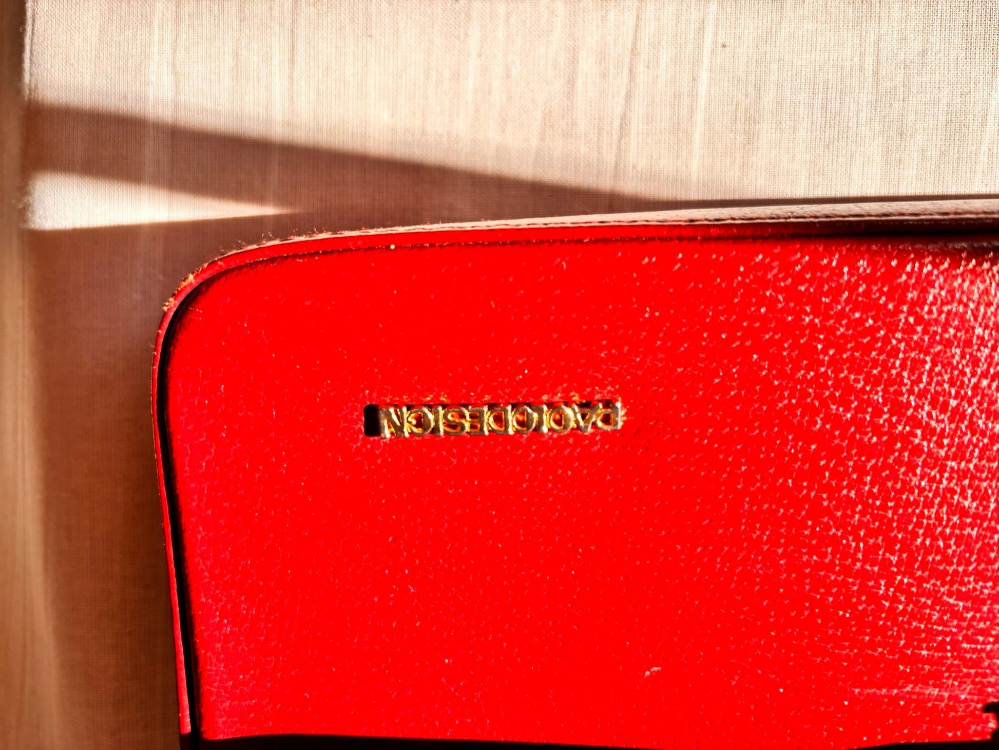 Vintage Paolo Design Spanish Leather Structured Clutch | Red Leather Evening Bag with Wrist Strap - I'd Wear That
