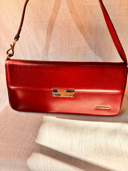 Vintage Paolo Design Spanish Leather Structured Clutch | Red Leather Evening Bag with Wrist Strap - I'd Wear That
